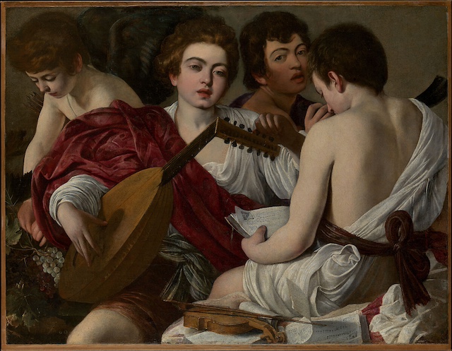 Tableau ancien du Caravage, Le Concert, 1697