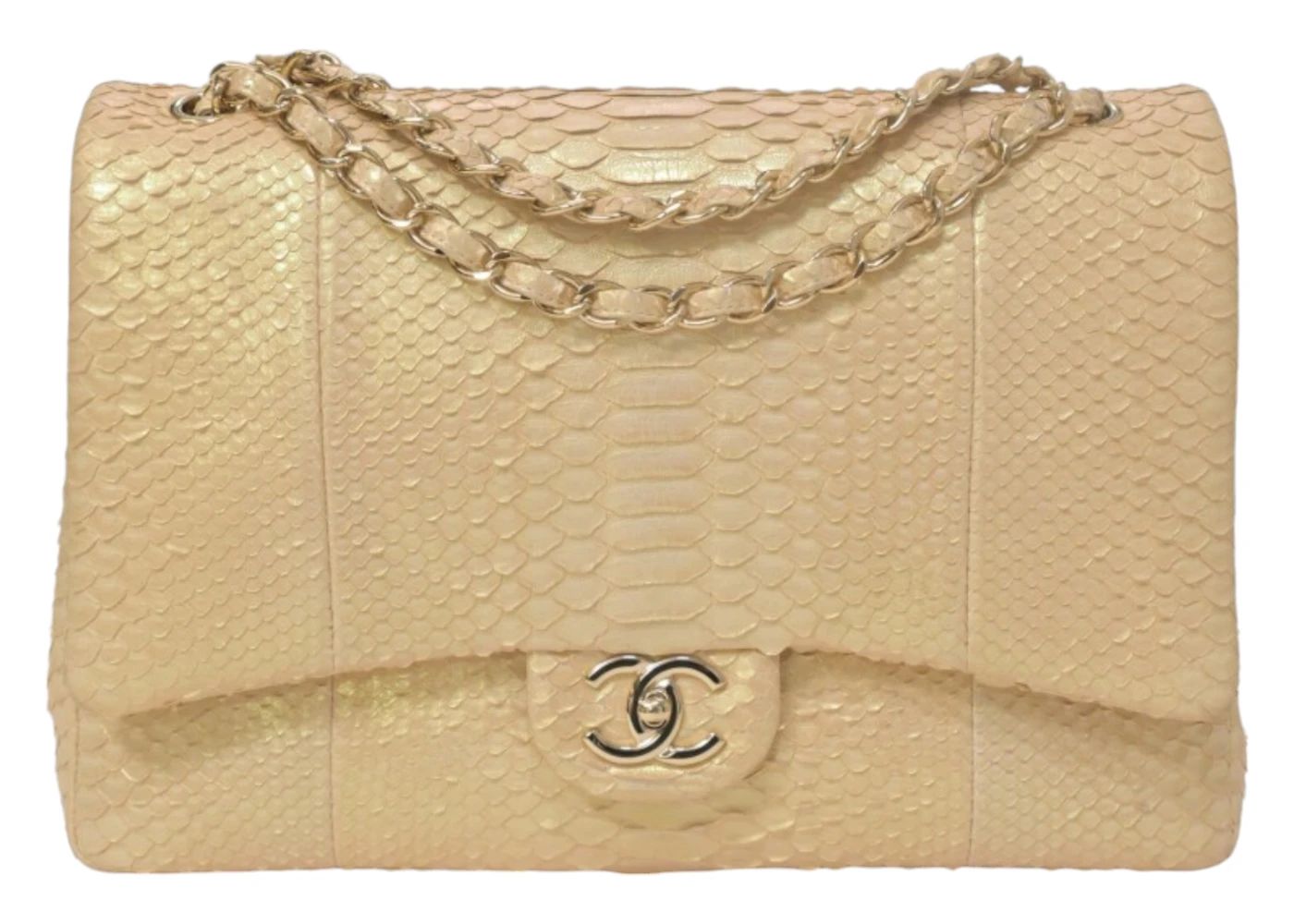 Sac Timeless Jumbo Chanel python beige