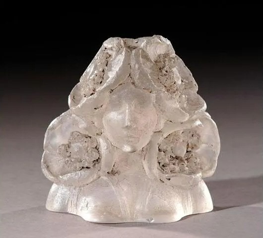 René Lalique, Sculpture Buste de femme coiffée de pavots