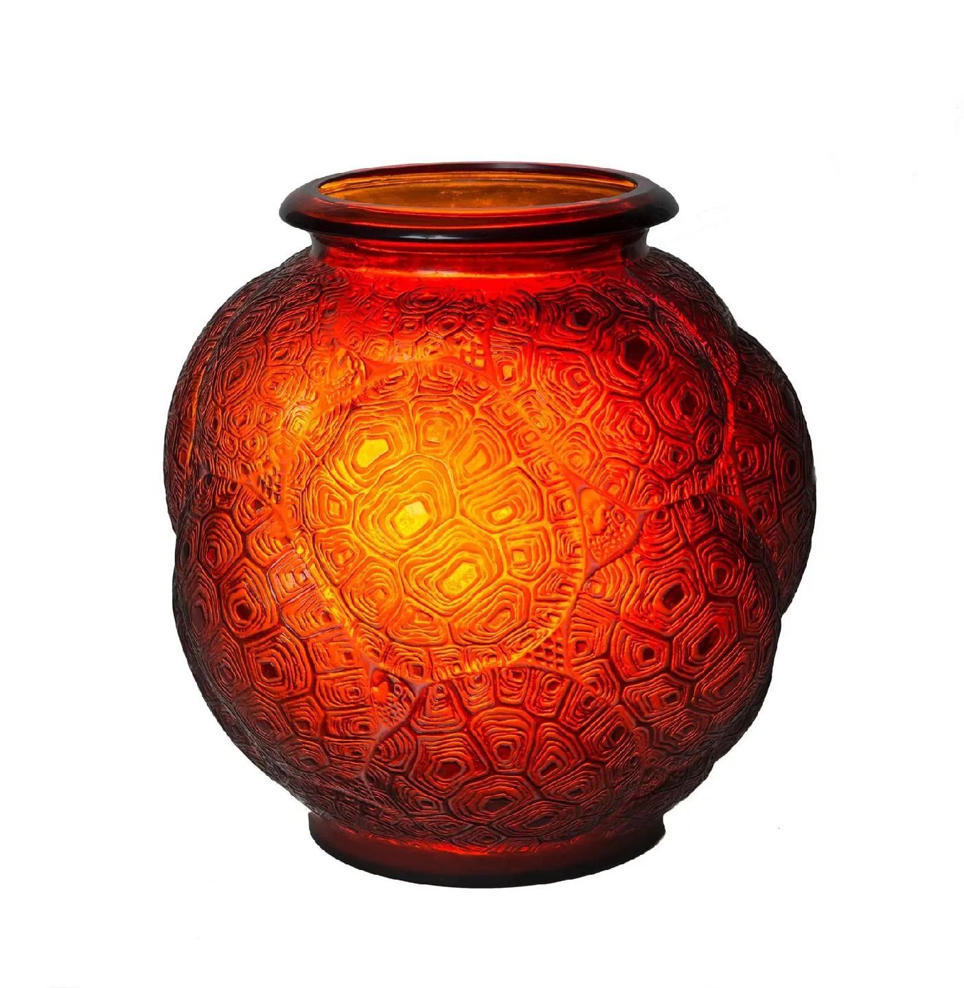 René Lalique, Vase “Tortues”, modèle créé en 1926, verre moulé-pressé.<br />
Photo : Era enchères Rhone-Alpes