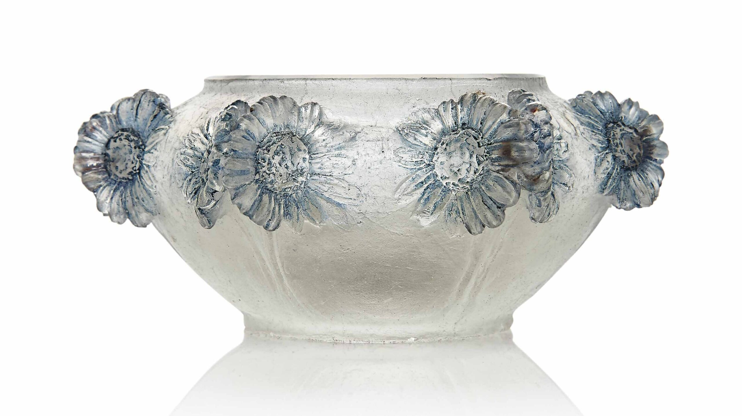 René Lalique, Vase “Bouquet de marguerites”, verre moulé à la cire perdue