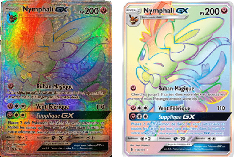 texture vraie vs fausse carte pokémon