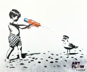 Canned - Duo d'artistes (Charlotte, née en 1987 et Fabien, né en 1984 - Beach Patrol - Impression sur papier Rives - Signée dans la planche et au dos - Edition en 30 exemplaires - 30x40 cm - Certificat de l'artiste au dos de l'oeuvre