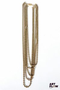 CHRISTIAN DIOR Collier à 5 rangs de chaine en métal Doré. Signé Longueur : 58 cm environ