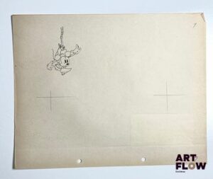 D'après Walt Disney Minnie Mouse, 1933 Dessin à la mine de plomb représentant Minnie Mouse représentant Minnie suspendue Animé d’après Walt Disney Company. "Minnie Mouse est une souris anthropomorphe créée par Walt Disney. Dans sa nature, Minnie est douce et très aimante." Dimensions : 24 x 30,5 cm