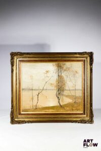 David GIRIN (1848-1917) Bord de l'étang Huile sur toile Signée en bas à droite 36 x 43 cm (à vue)