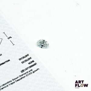 Diamant de synthèse (lab-grown diamond) de forme ovale 2,54 carats, accompagné d'un certificat de laboratoire (IGI) indiquant : D, VS1
