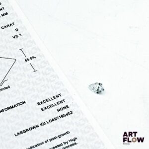 Diamant de synthèse (lab-grown diamond) de forme poire 1,01 carats, accompagné d'un certificat de laboratoire (IGI) indiquant : D, VS1