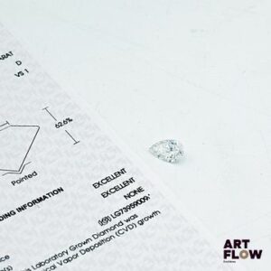 Diamant de synthèse (lab-grown diamond) de forme poire 1,51 carats, accompagné d'un certificat de laboratoire (IGI) indiquant : D, VS1