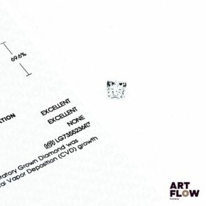 Diamant de synthèse (lab-grown diamond) de forme princesse 1,5 carats, accompagné d'un certificat de laboratoire (IGI) indiquant : D, VS1