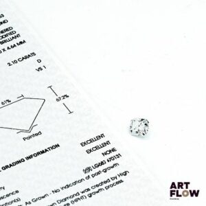 Diamant de synthèse (lab-grown diamond) de forme radiant 2,1 carats, accompagné d'un certificat de laboratoire (IGI) indiquant : D, VS1