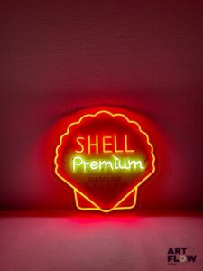Enseigne lumineuse Shell Premium Dimensions : 50 x 50 cm Fonctionnelle