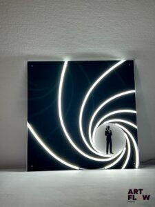 Enseigne neon sur plexiglass James Bond Dimensions : 50 x 50 Fonctionnelle