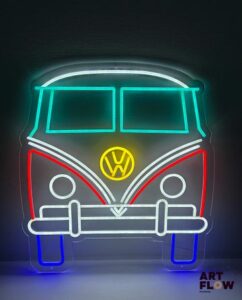 Enseigne néon sur plexiglass Volkswagen - Combi Dimensions : 63 x 58,5 cm Fonctionnelle