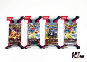 Ensemble de 4 blisters Pokemon Série du bloc Ecarlate et violet : flammes obsidiennes (EV03) En français