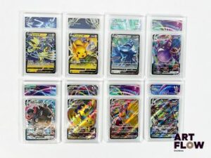 Ensemble de 8 cartes Pokémon japonaises gradées Collect Aura - Collection V et Vmax. Séries du bloc Épée&Bouclier. Cartes notées de 9 à 10 (Neuf à Neuf +), en japonais.