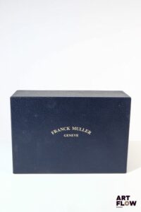 FRANCK MULLER Boite en bois fruitier et cuir et une sur boite 17,5 x 25 x 9 cm Traces d'humidité à l'intérieur, bon état général