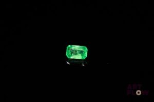 Grenat tsavorite rectangulaire à pans coupés. Très belle couleur. 0.50 ct. 6.0mm x 3.5mm