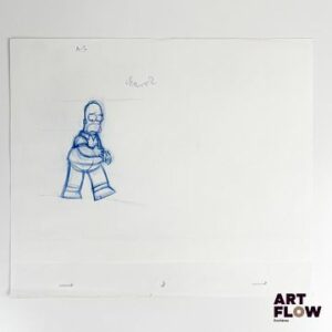 Les Simpsons (The Simpsons), d'après Matt Groening Homer Simpson Dessin au crayon de couleur représentant Homer Simpson triste Animé américain d'après la série Les Simpson de Matt Groening "Homer Simpson est le personnage principal de l’univers des Simpson. C’est le père de la famille Simpson, connu pour son caractère paresseux, gourmand et souvent maladroit, mais aussi pour son humour et son grand cœur malgré ses nombreuses bêtises. Il travaille à la centrale nucléaire de Springfield et est célèbre pour son exclamation 'D’oh!'." Dimensions : 27 x 32 cm