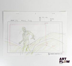 Marvel Comics d'après Steve Ditko Spider-Man / Peter Parker Dessin à la mine de plomb et crayons de couleur représentant Spider-Man debout Personnage de comics américains créé par Marvel Comics "Spider-Man, alias Peter Parker, est un jeune héros agile et courageux. Doté de pouvoirs d’araignée, il protège New York avec ingéniosité et sens des responsabilités." Dimensions : 24,5 x 35,5 cm