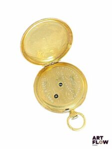 Montre de gousset en or jaune 750/°°, la cuvette gravée "Rodde à Lyon". Poids brut : 30,29 grammes