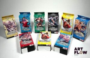 ONE PIECE Ensemble de 9 decks pour débutant : - Deck pour débutant Charlotte Katakuri ST-20 neuf scellé - Deck pour débutant Ace et Newgate ST-22 neuf scellé - Deck pour débutant Edward Newgate ST-15 neuf scellé - Deck pour débutant Smoker ST-19 neuf scellé - Deck pour débutant Baggy ST-25 neuf scellé - Deck pour débutant Jewelry Bonney ST-24 neuf scellé - Deck pour débutant Doflamingo ST-17 neuf scellé - 2 Decks pour débutant Egg Head ST-29 neuf scellé En Francais
