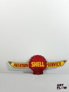 Plaque émaillée d'après Shell Dimensions : 15 x 47 cm Petits éclats et traces de rouille - moderne