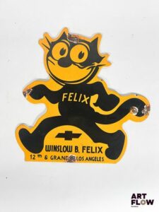 Plaque émaillée Felix Dimensions : 30,5 x 28,5 cm Petits éclats et traces de rouille Reproduction moderne