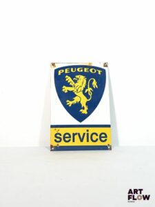 Plaque émaillée rectangulaire d'après Peugeot Service Dimensions : 30 x 20 cm Petits éclats et traces de rouille