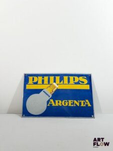 Plaque émaillée rectangulaire Philips Dimensions : 25 x 40,5 cm Petits éclats et traces de rouille - moderne