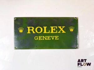 Plaque émaillée Rolex concessionnaire Dimensions : 30,5 x 15 cm - Expédition obligatoire.