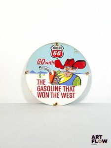 Plaque émaillée ronde d'après Phillips 66 Diamètre : 30 cm Petits éclats et traces de rouille - moderne