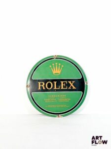 Plaque émaillée ronde d'après Rolex Submariner Diamètre: 30 cm Petits éclats et traces de rouille - moderne