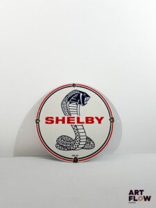 Plaque émaillée ronde d'après Shelby Diamètre : 30 cm Petits éclats et traces de rouille - moderne