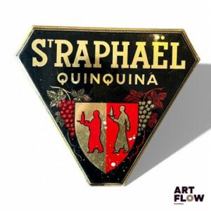 Plaque émaillée Saint Raphaël Quinquina "France - Thermomètre - Paris - Uzerche" 30,5 x 35,5 cm Usures : rouille, traces de peinture