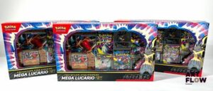POKEMON Ensemble comprenant : 3 coffrets Pokémon collector avec figurine Méga-Lucario Ex. Neufs
