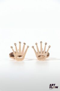 ROLEX Paire de boutons de manchette dorés