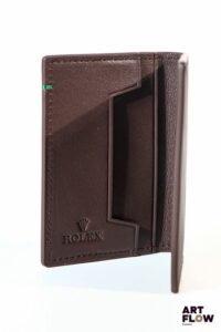 ROLEX Porte-cartes en cuir marron Dans sa boîte d'origine