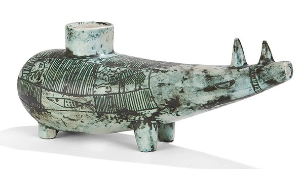 conception du décor Jean Rustin, vase rhinocéros