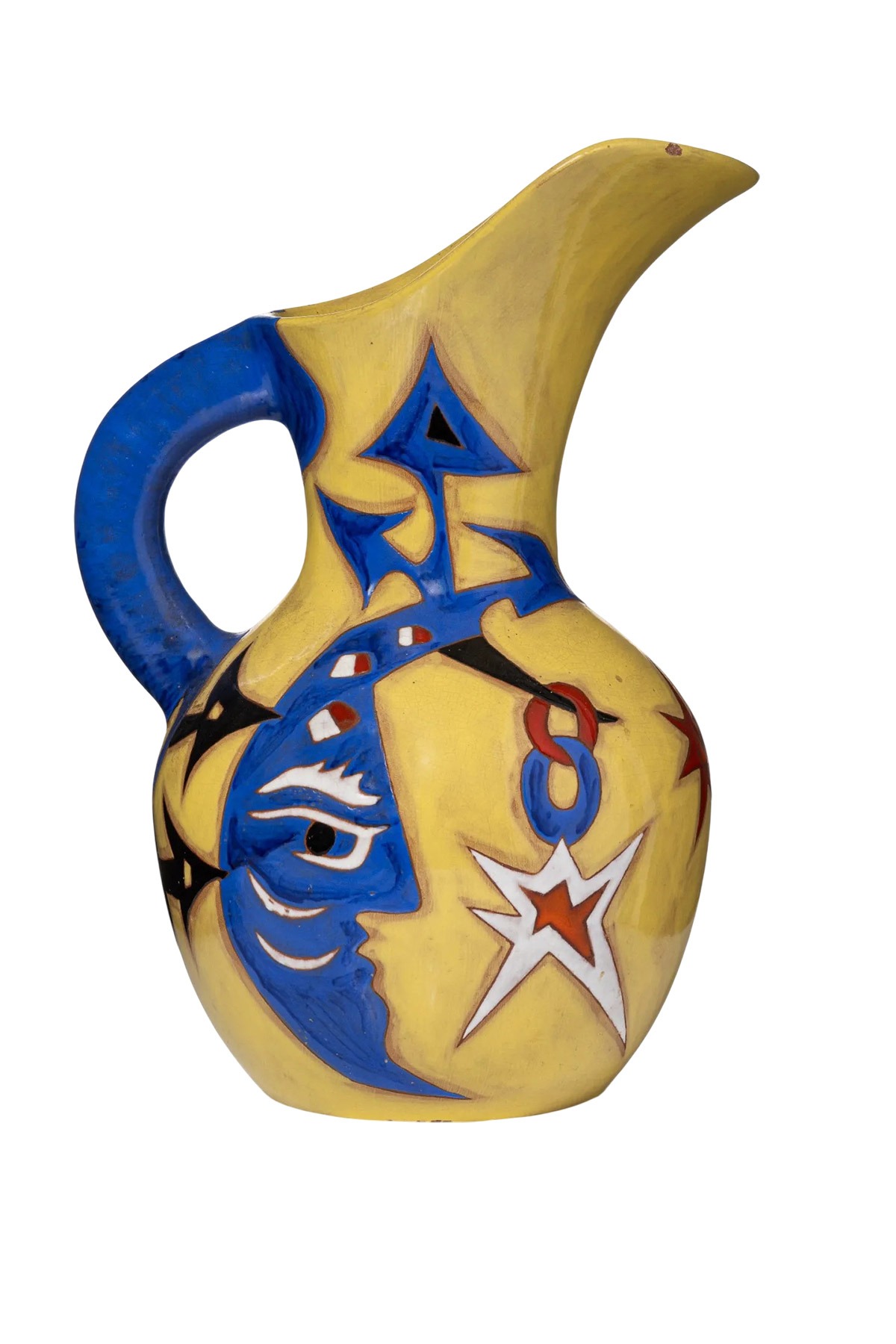 Jean Lurçat et Atelier Sant Vicens, pichet Lune et étoile, céramique émaillée