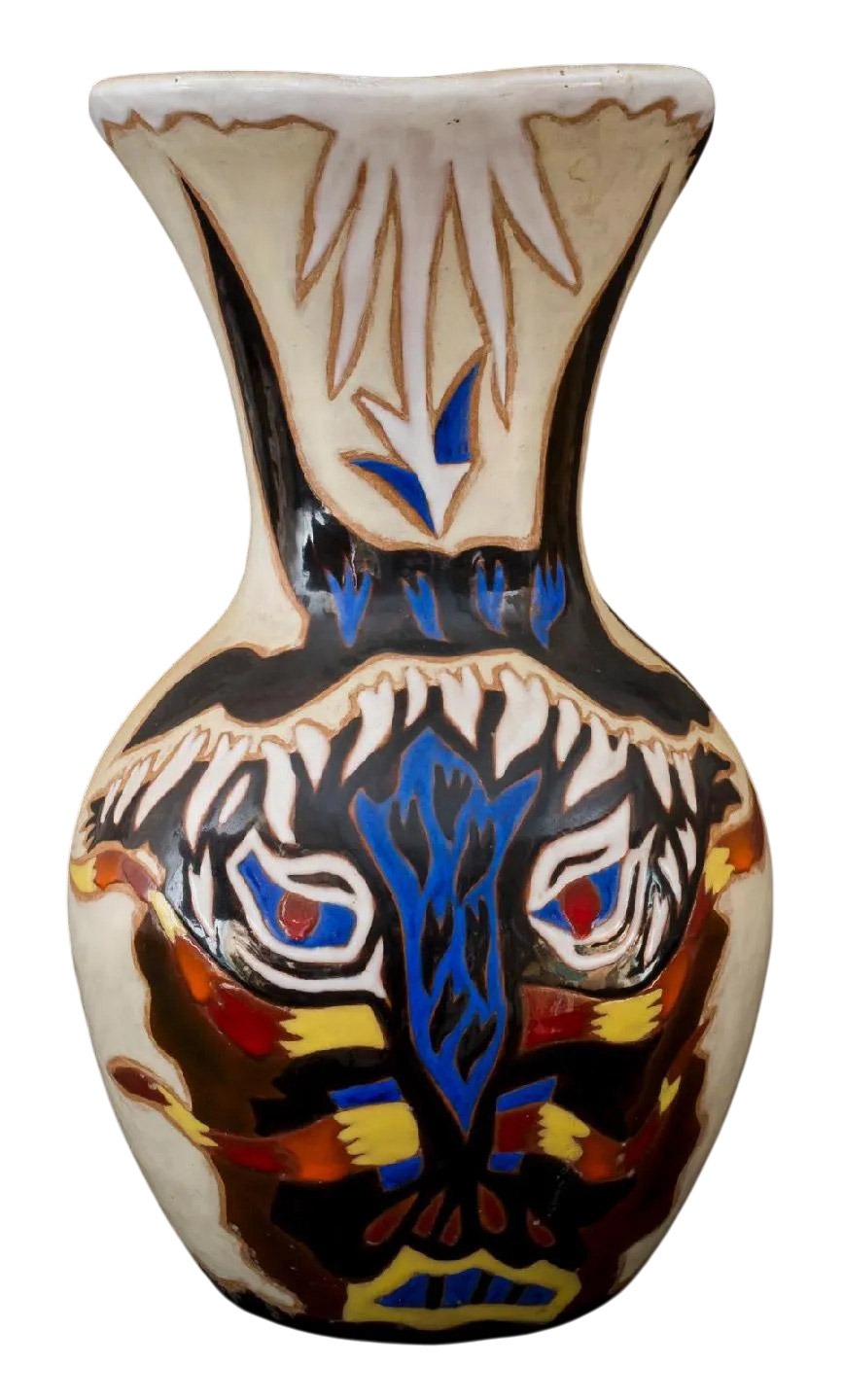 Jean Lurçat et Atelier Sant Vicens, pichet Taureau, céramique émaillée