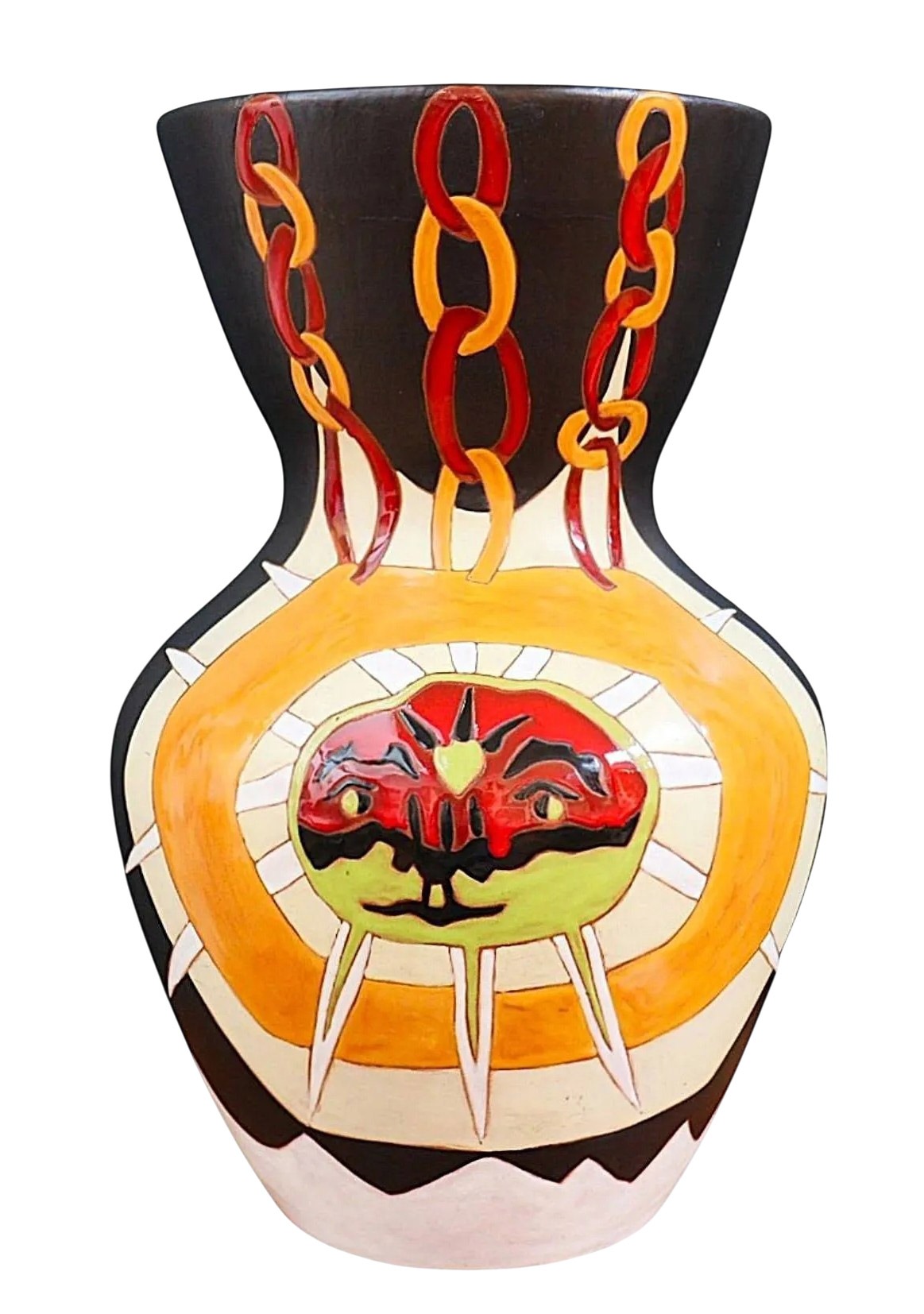 Jean Lurçat et Atelier Sant Vicens, vase Lunes et soleil, céramique émaillée