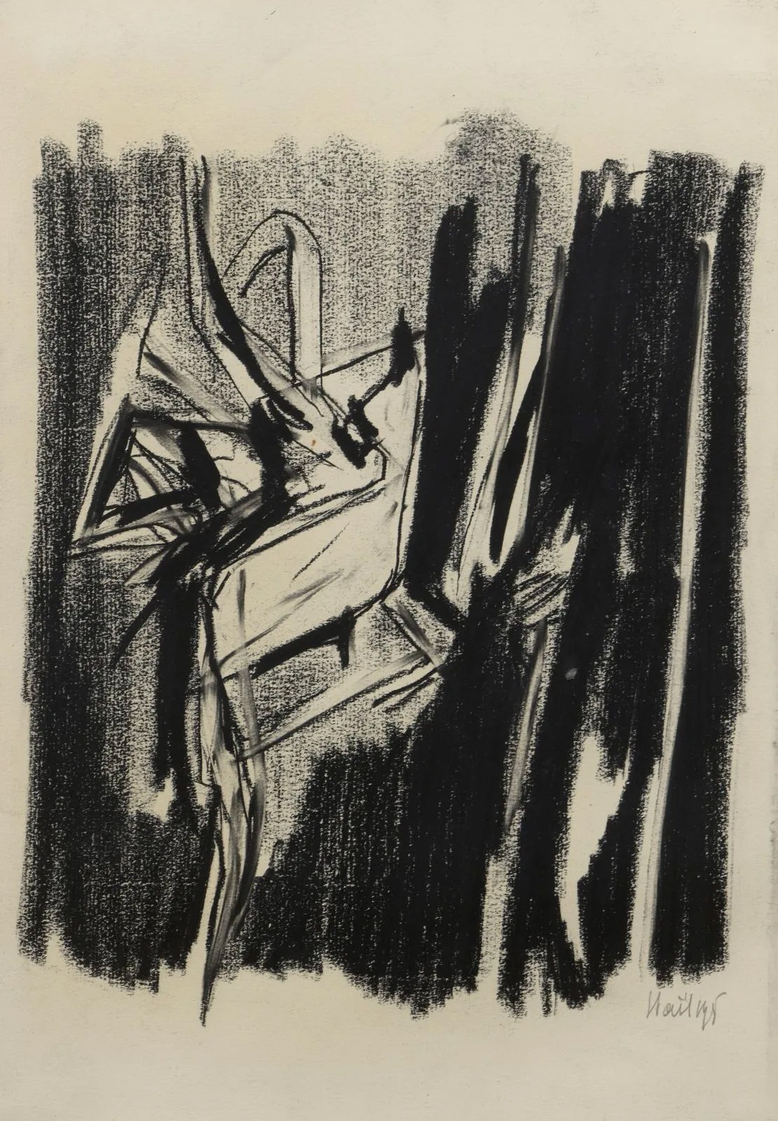 Oeuvre Nicolas Staël  fusain sur papier