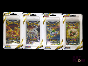 Artset Pokemon de 4 boosters sous blisters Série du bloc Épée et bouclier : Stars étincelantes (EB09) scellés Neuf En français