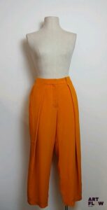 BALMAIN - Pantalon orange à pinces en viscose, 2 poches arrières - Taille 40 Prix boutique initial : 1190 €
