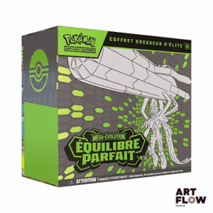 Case Pokémon scellée de 10 coffrets : Elite Trainer Box (ETB). Série du bloc Méga Evolution : Equilibre parfait (ME03). Coffrets et case scellés En français. La première photo est générique, non-contractuelle, et fournie à titre d'exemple. Merci de consulter toutes les photos.