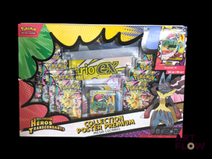 Coffret Pokemon scellé Collection poster premium Mega Lucario Série du bloc Méga-Evolution : Héros transcendants (ME2.5) En français. Quelques déchirures sur le coffret (voir photos)