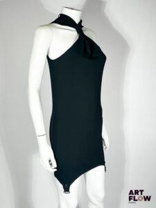 COURREGES Robe courte en tissu noir Taille M Neuve Prix boutique initial : 825 €