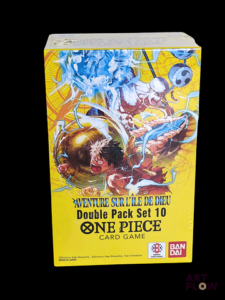 Double pack One Piece Set 10 contenant chacun 1 Pack de carte Don!! spéciale (2 types) et 2 Boosters Aventure sur l'île de Dieu OP15-EB04 Etat neuf scellé : petit trou dans le scellage (voir photos) En français