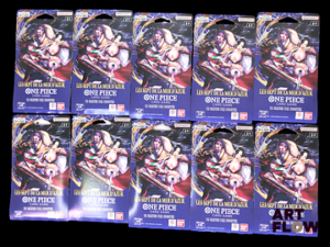Ensemble de 10 boosters sous blisters One Piece de la série Les sept de la mer d'azur OP14-EB04 En français Etat neuf Scellés
